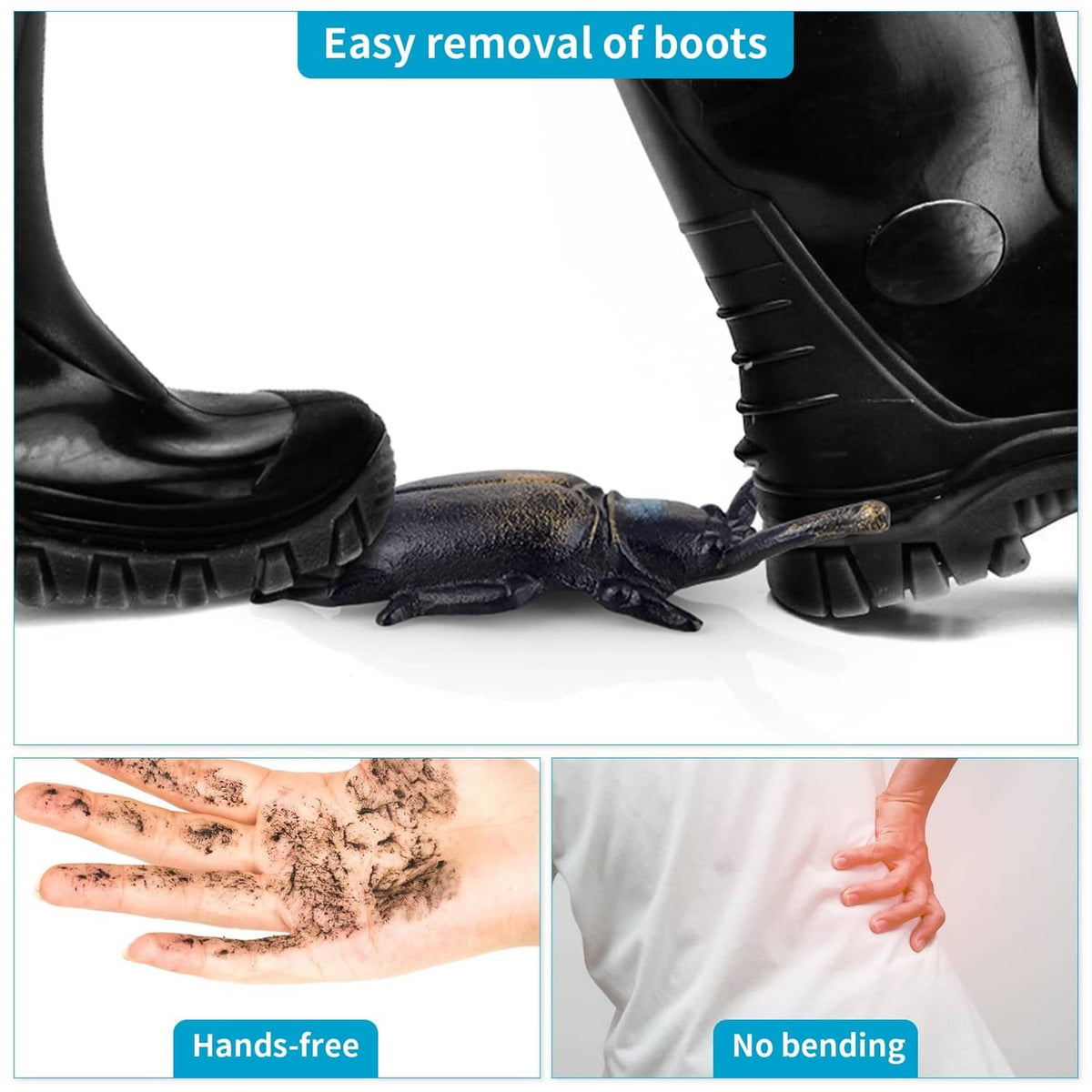 Cast iron beetle boot jack gripping a boot heel for easy removal and lift