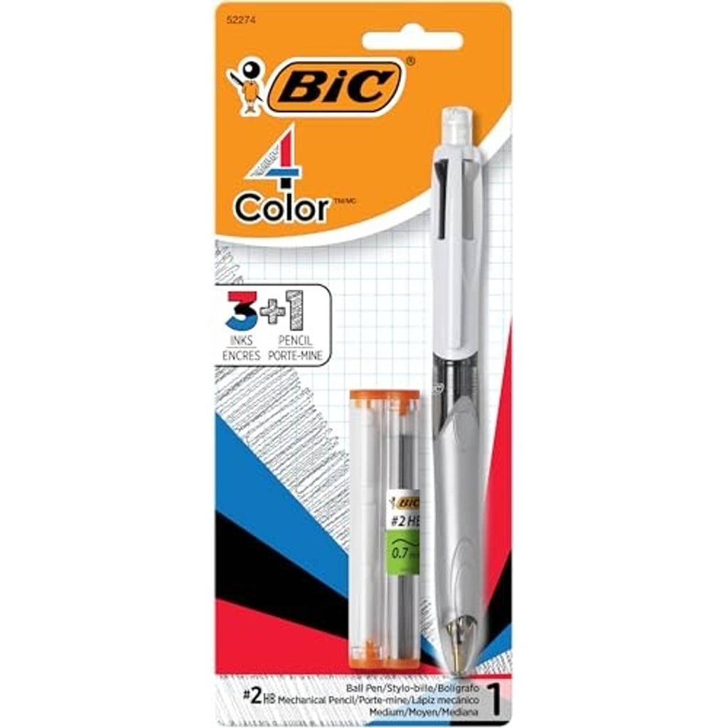 BIC 4-color ballpoint pen and #2 mechanical pencil set in retail blister