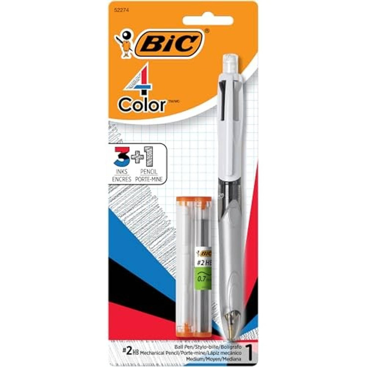 BIC 4-color ballpoint pen and #2 mechanical pencil set in retail blister