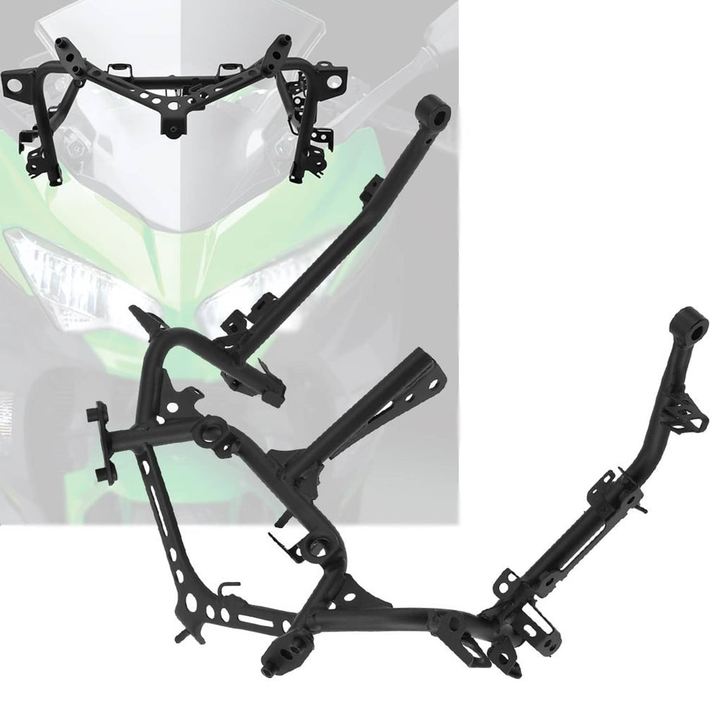 Black headlight bracket frame with upper crossbar and fork mounts