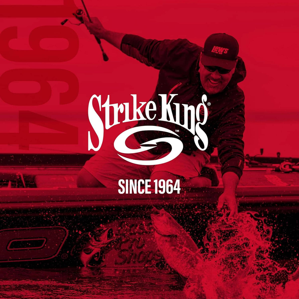 Angler on a boat holding a rod, fishing line extended