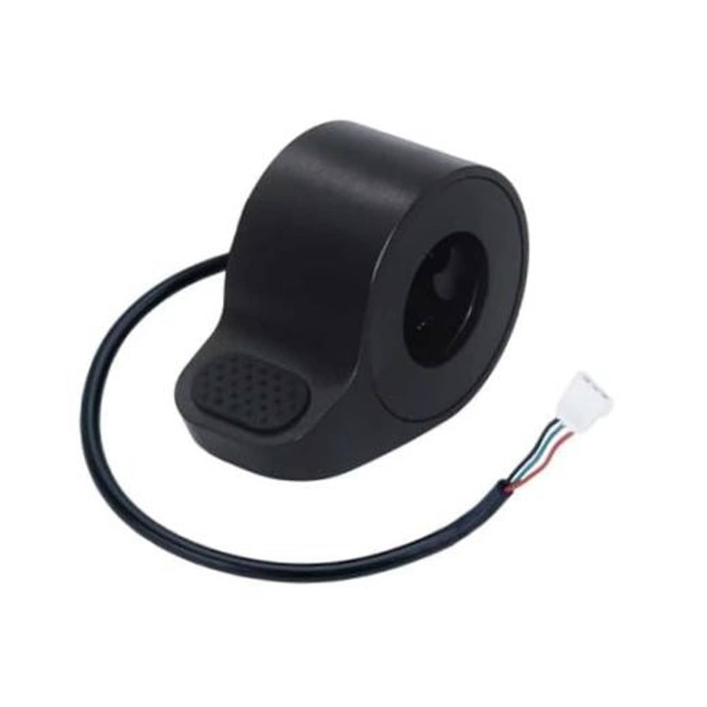 Black electric scooter thumb throttle replacement with attached cable and female connector