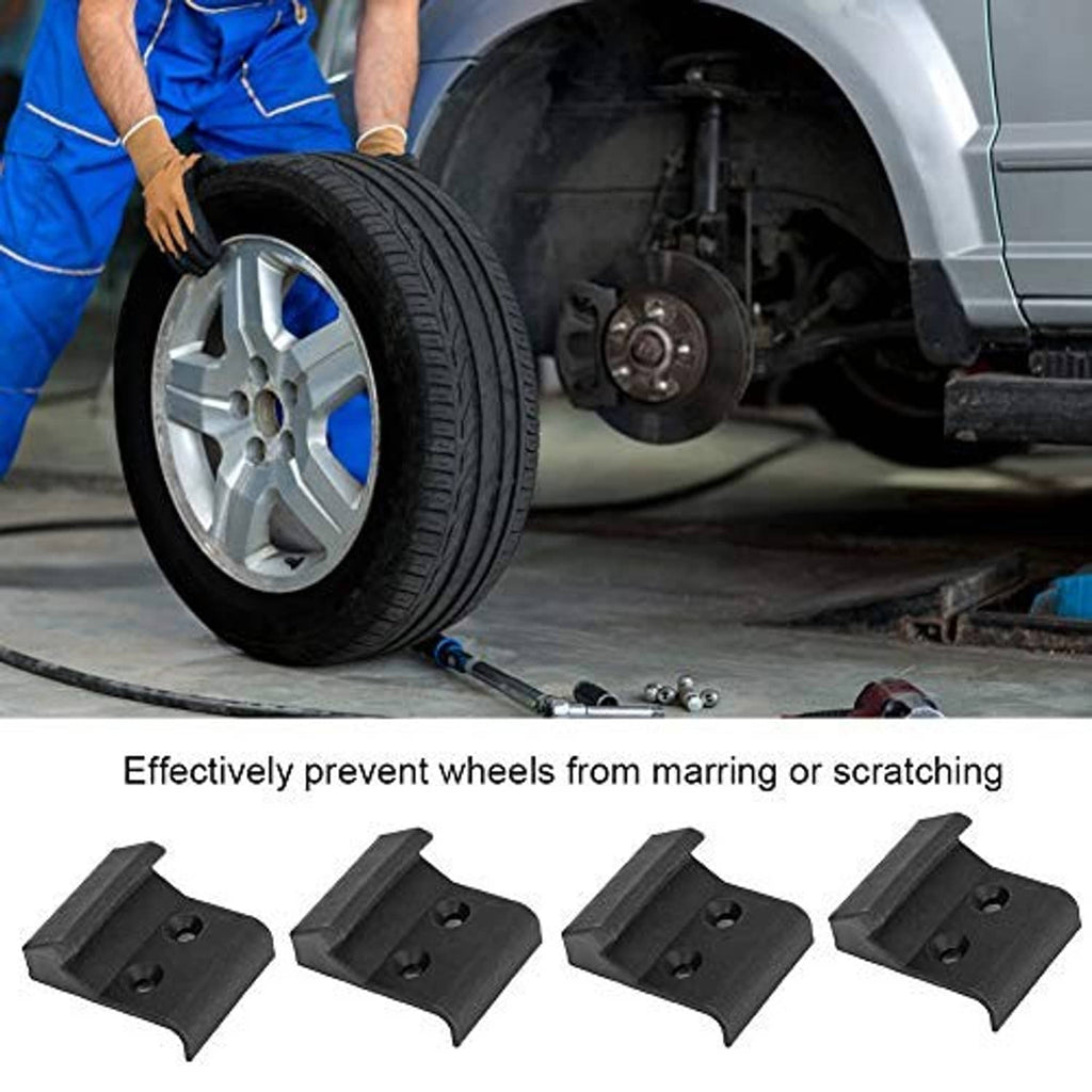 Four black ABS jaw protector pads with mounting holes, shown in a row