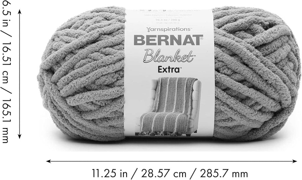 Gray chenille-style jumbo yarn skein with soft looped texture, for knitting and crochet