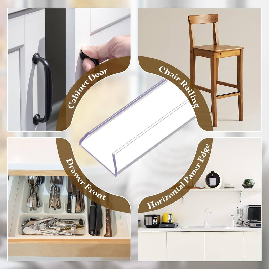 Clear PVC cabinet door edge protector strips for drawer fronts and door edges