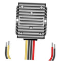 DC step-down power converter with aluminum heatsink fins and wire leads