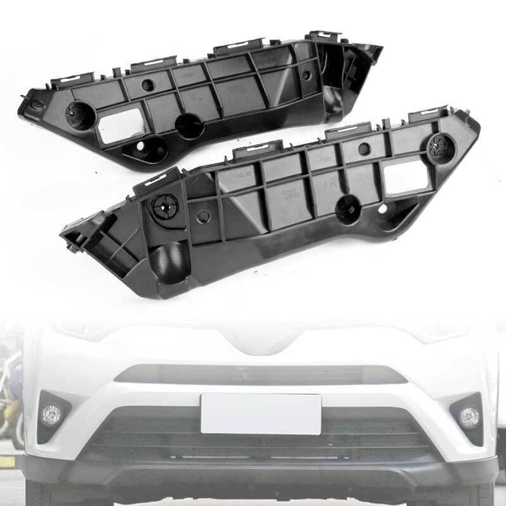 Front bumper retainer bracket support, black plastic with tabs and round mounting points
