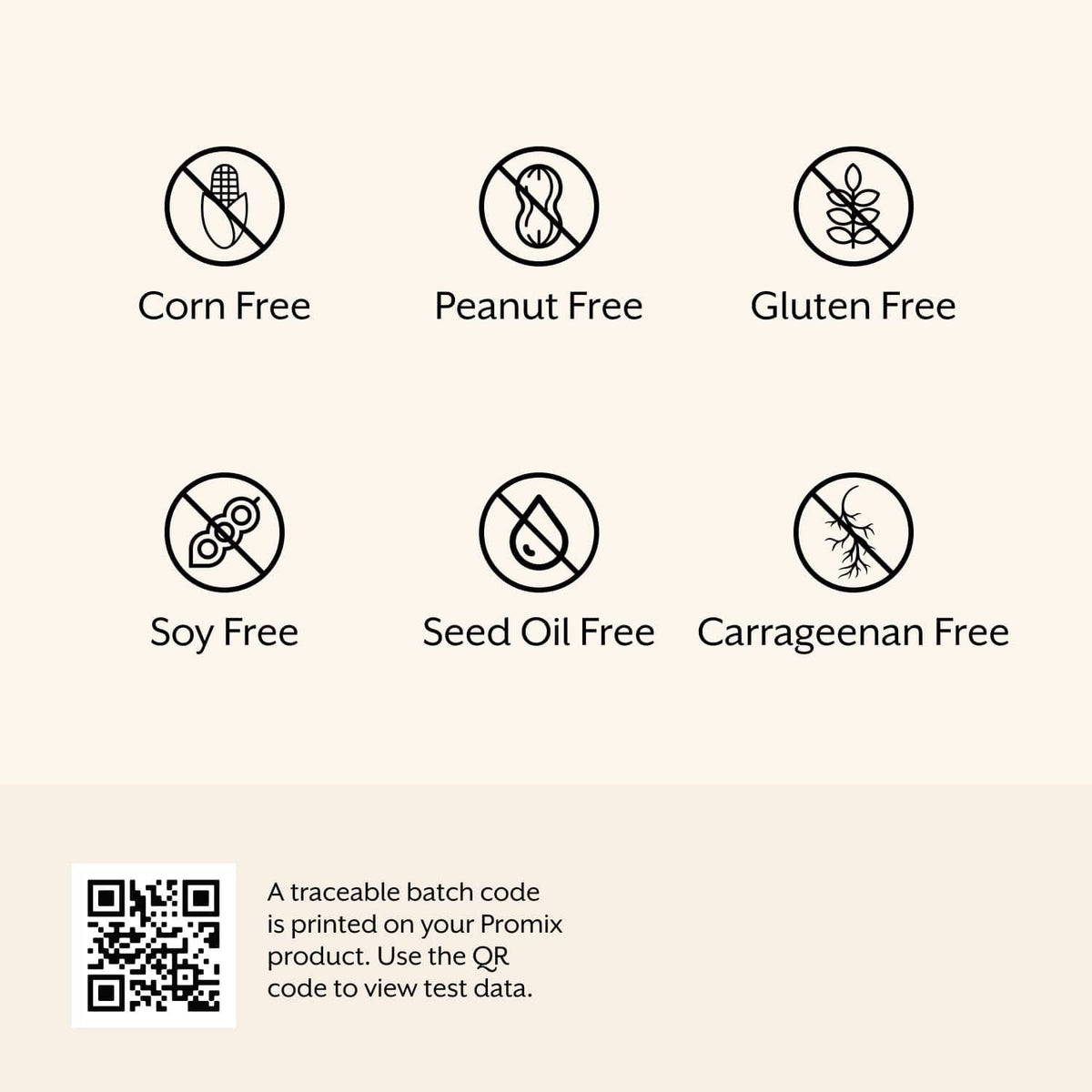 Protein puff bar infographic with corn-free, peanut-free, gluten-free and other free-from icons