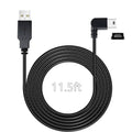 11.5 ft dash cam power charging cable with USB-A to mini USB connectors, black cord