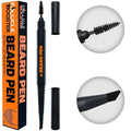 Beard filler grooming pencil with brush, cap, and refill tube, black barrel