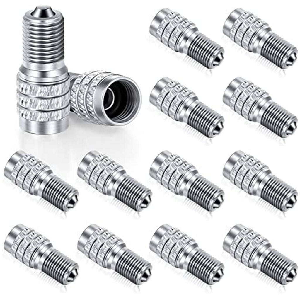 16-pack tire valve stem caps with double valve design, chrome metal texture