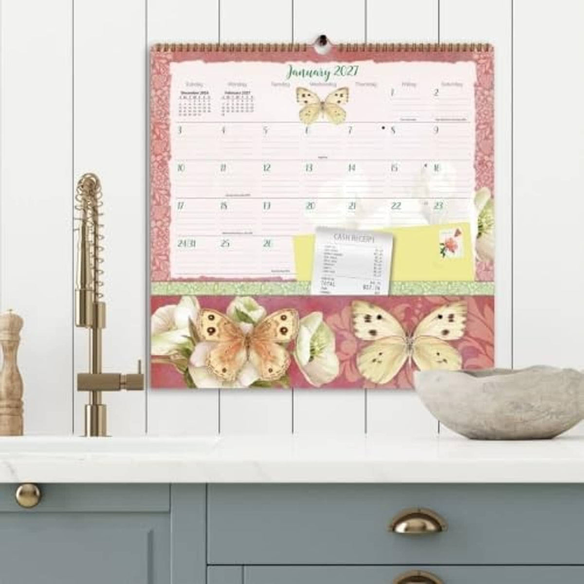 Butterflies 2027 pocket calendar with spiral binding and butterfly artwork, Jane Shasky
