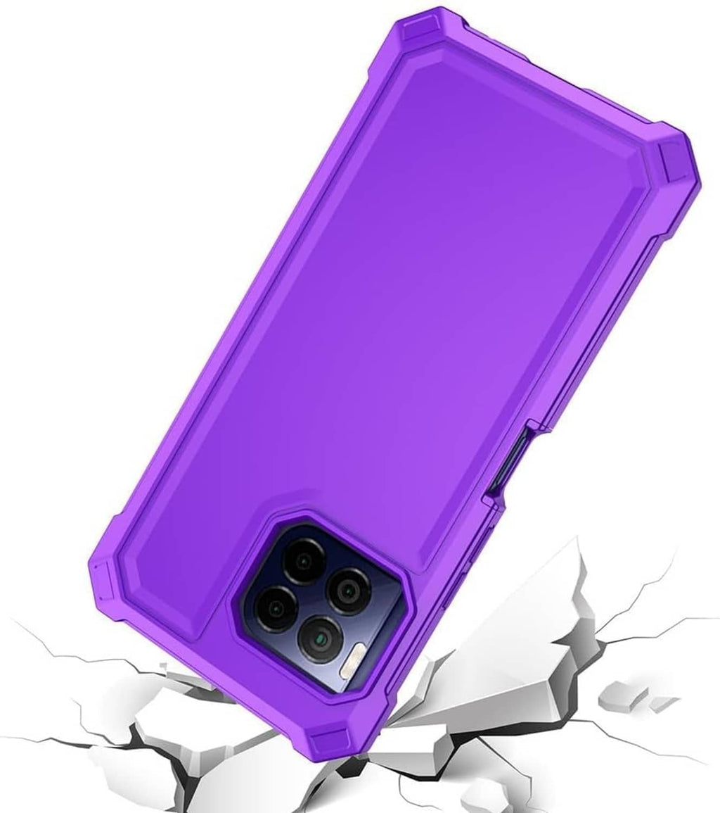 Purple rugged phone case with raised corners and multi-camera opening