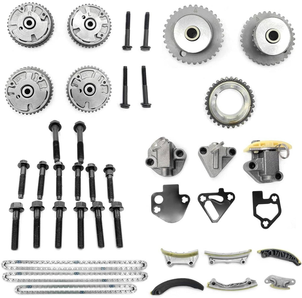 Timing chain kit sprockets, bolts, and assorted brackets