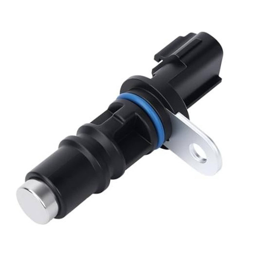 Black camshaft position sensor with blue sealing ring and metal mounting tab