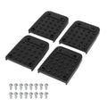 Set of four black rubber anti-slip stilt foot pads with mounting holes