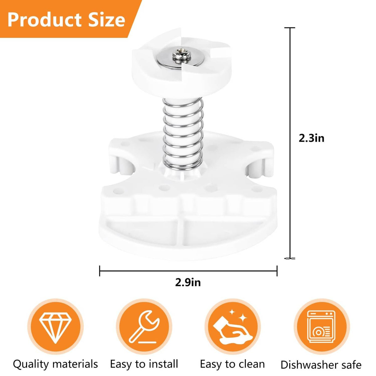 Ice cream maker mixing paddle base with metal spring, white accessory piece