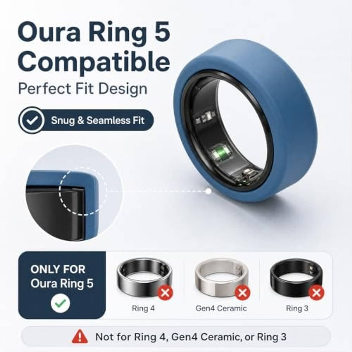 Blue silicone ring cover with inner fit visible around the center opening