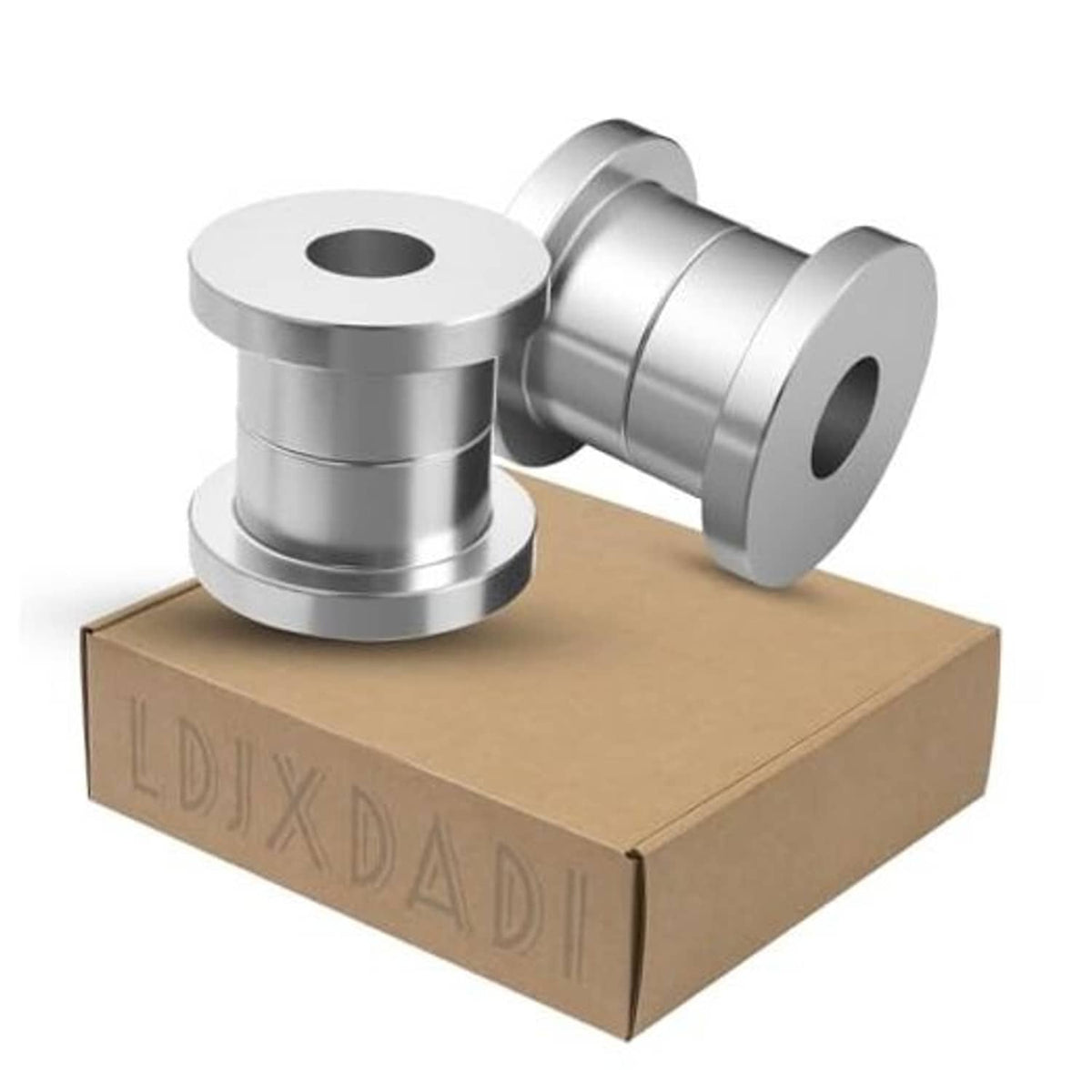 Silver billet handlebar riser bushings set with circular base and center hole