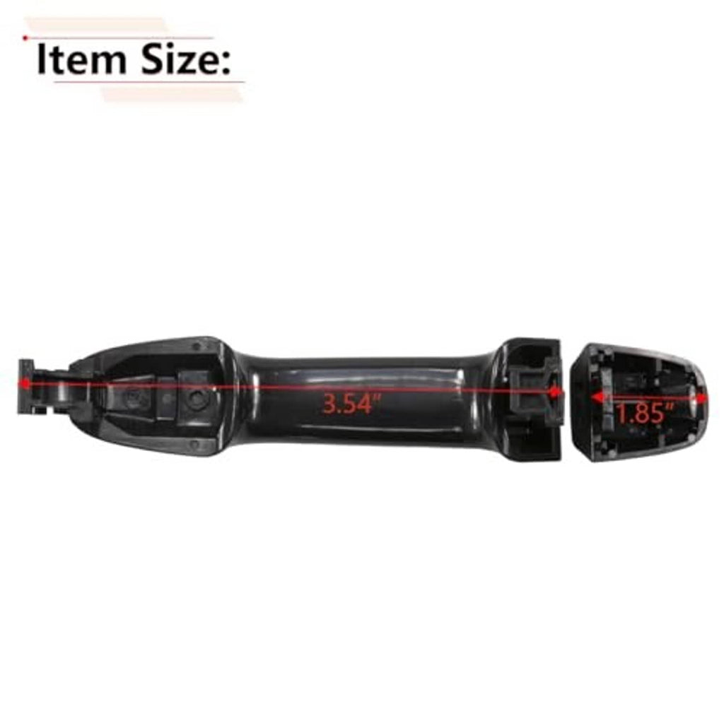 Black exterior door handle with visible mounting brackets and separate cover