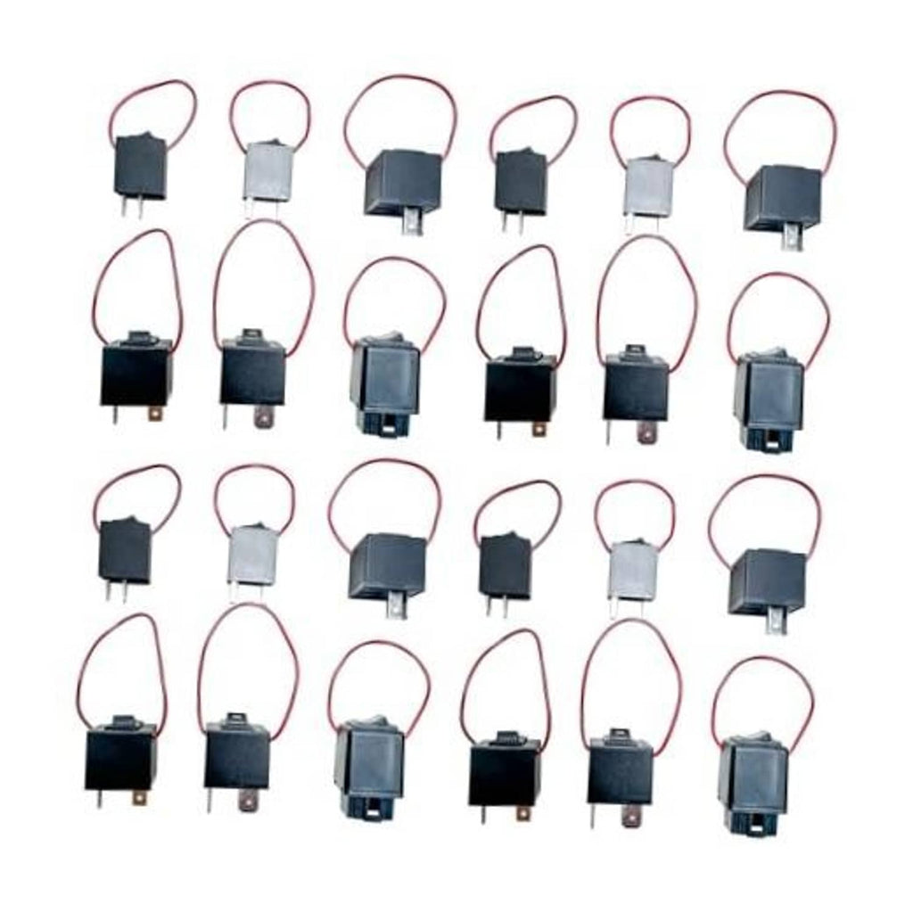 Relay bypass switch kit, 24-pack of black relays with red wire leads