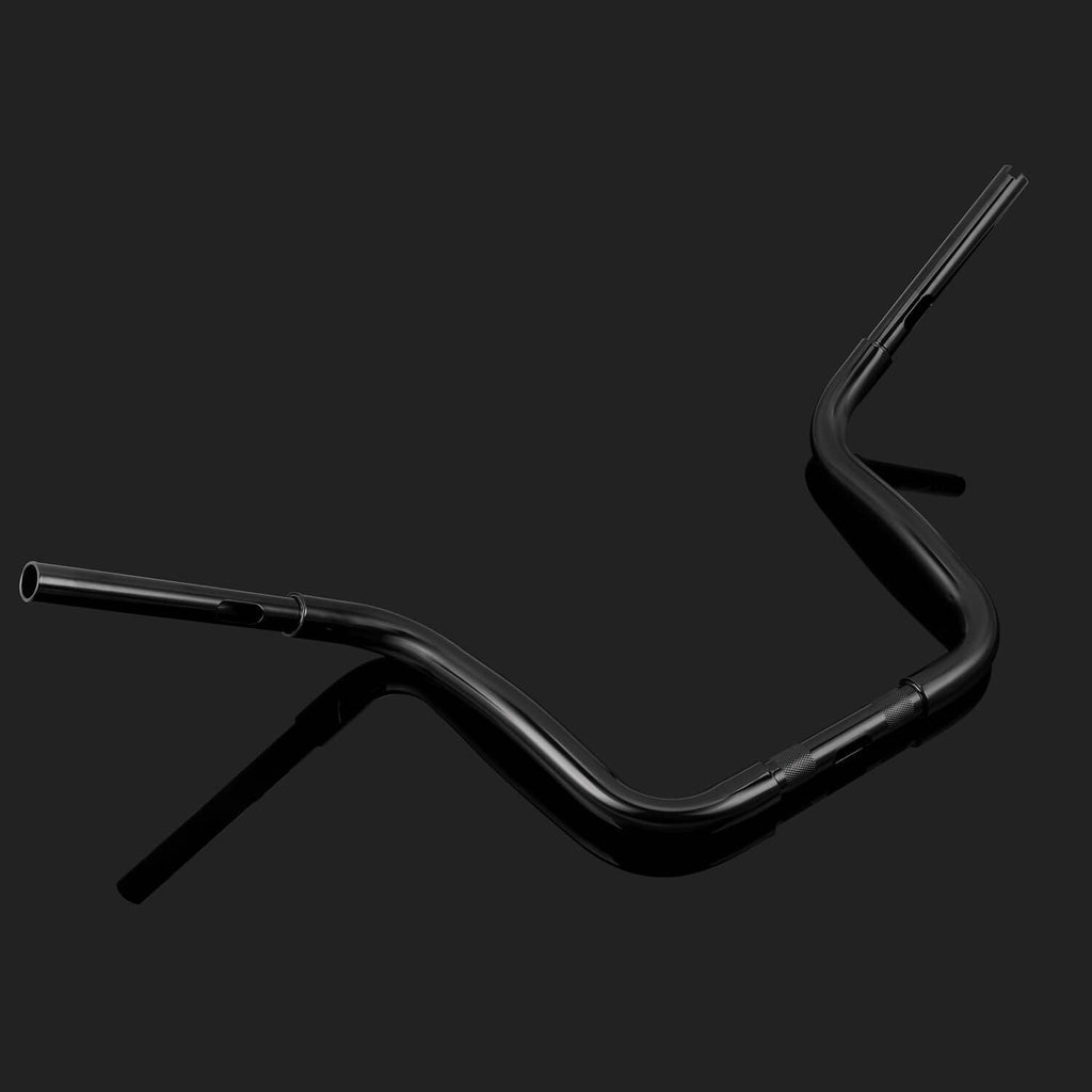 Black ape hanger handlebar, curved rise with smooth bent center