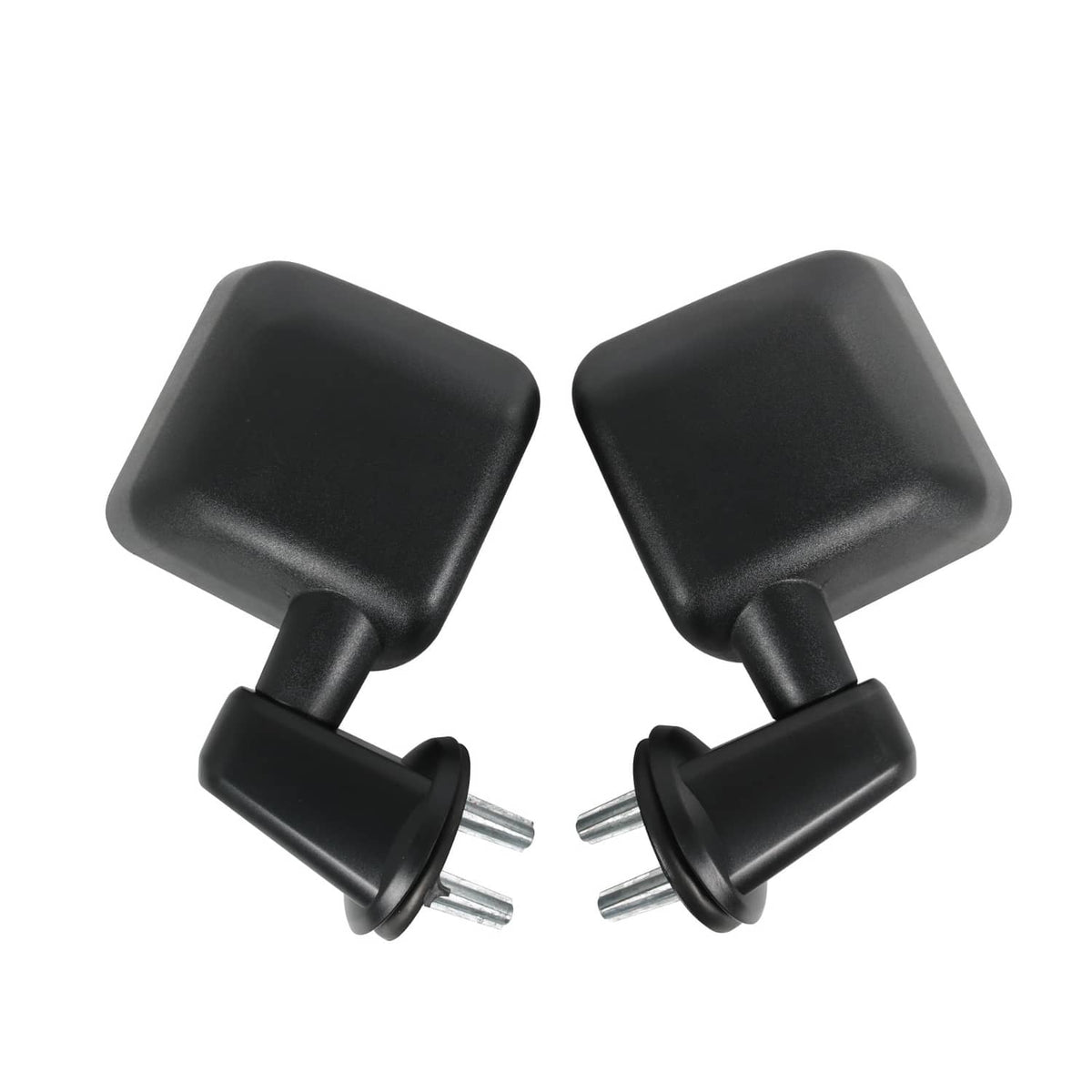 Black manual side mirror pair with mounting stems and square housings