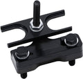 Black valve spring compressor tool with threaded screw, hex bolts, and H-frame handle grips