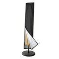 Black patio umbrella cover with white side panel and drawstring hem