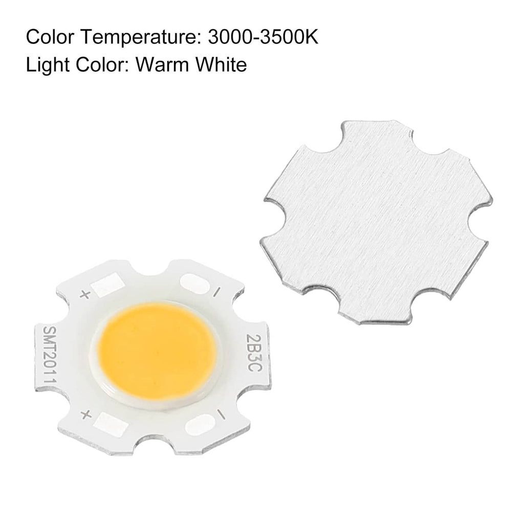 Warm white LED COB chip with back metal pad, 3000-3500K rated