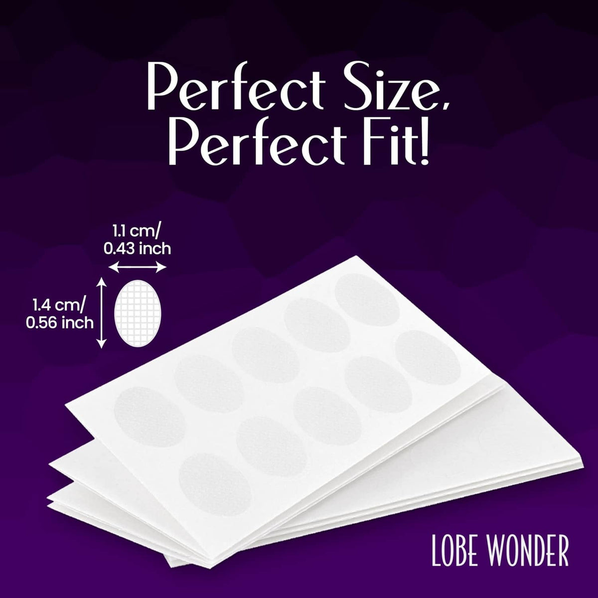 Clear ear support patch sheets with oval dot patches for a snug fit