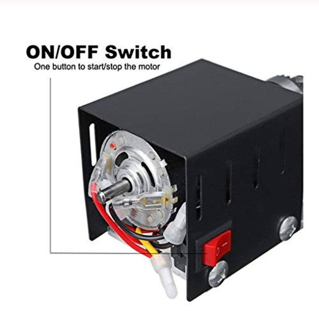 Wood lathe machine motor housing with one-button switch and visible wiring