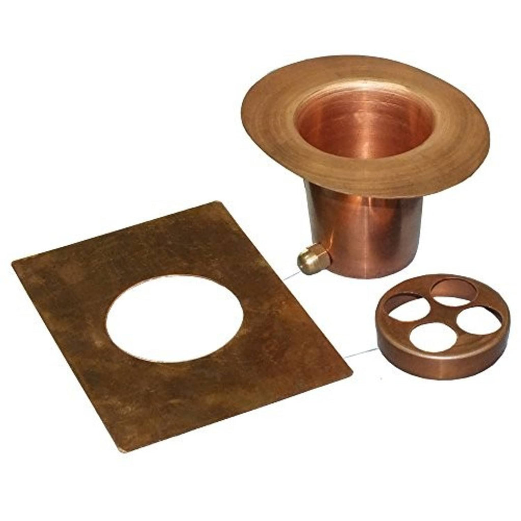 Pure copper rain chain installation kit with gutter outlet, base plate, and mounting ring