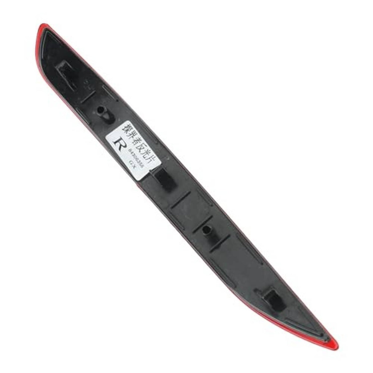 Red rear bumper reflector with black back housing and mounting holes