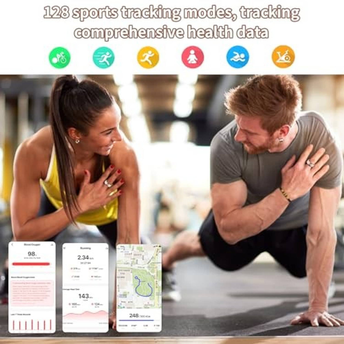 Smart ring with smartphone health dashboards for sports tracking and overall wellness
