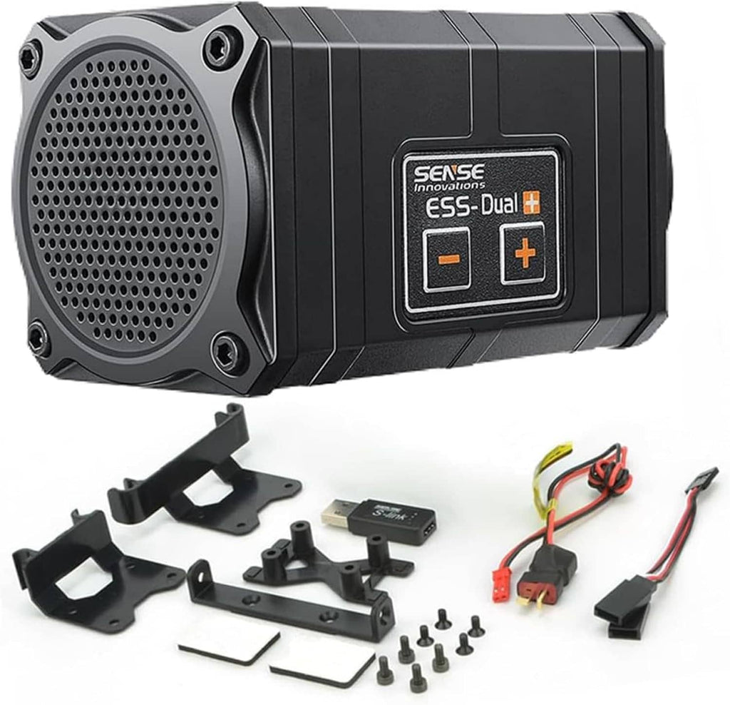 Dual engine sound simulator system with speaker grille and control buttons