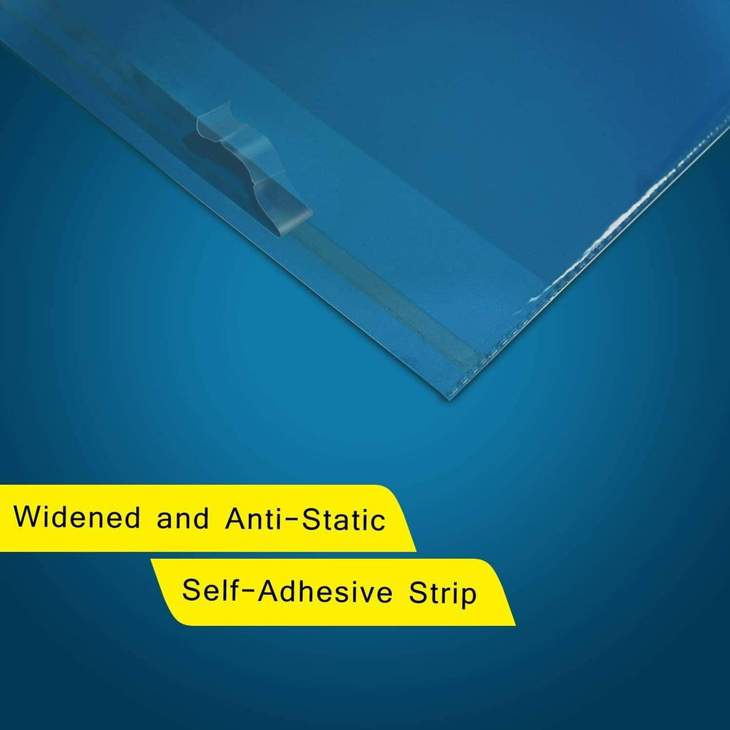 Clear self-sealing cellophane bag with widened self-adhesive strip
