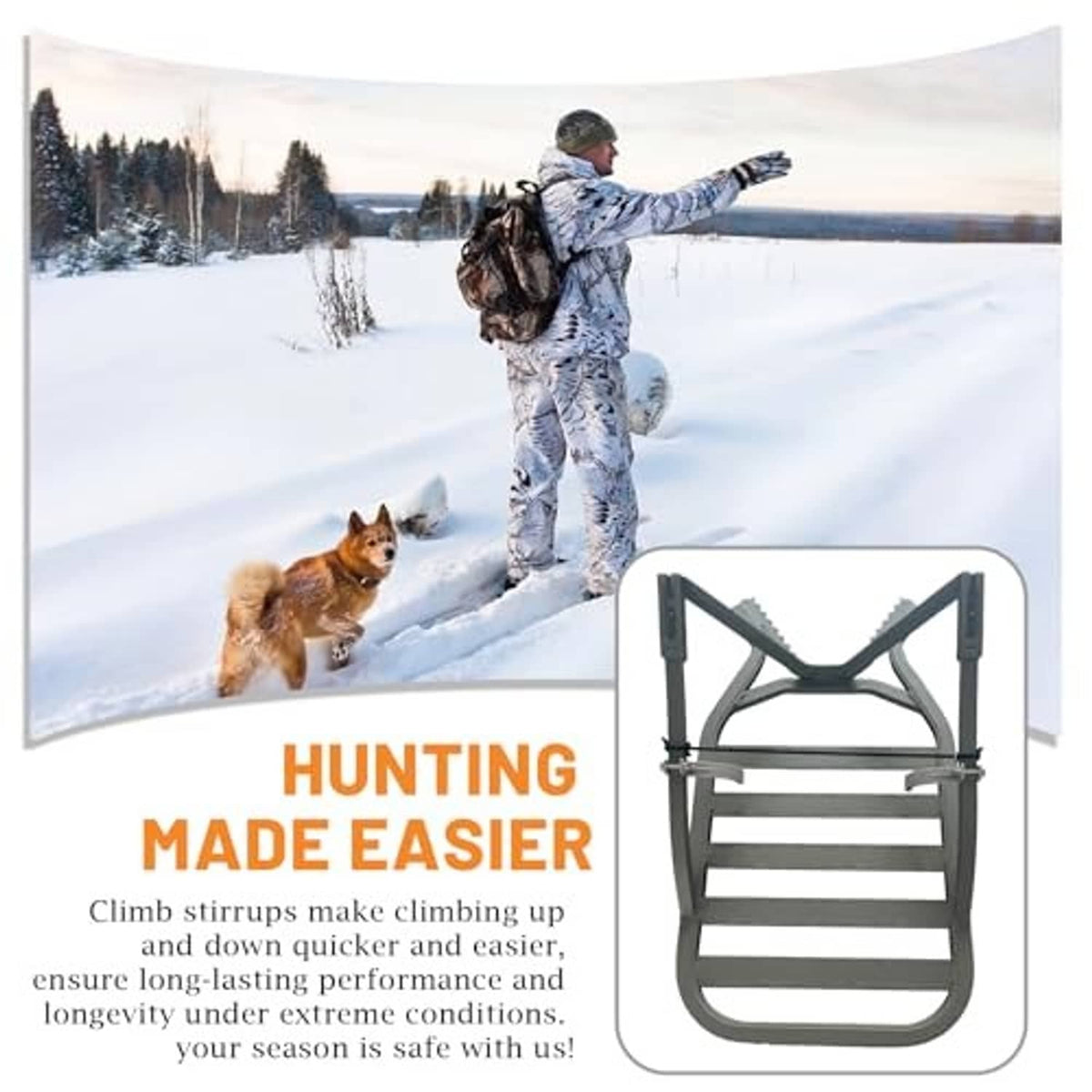Grey tree stand climbing stirrup frame shown mounted on a stand seat