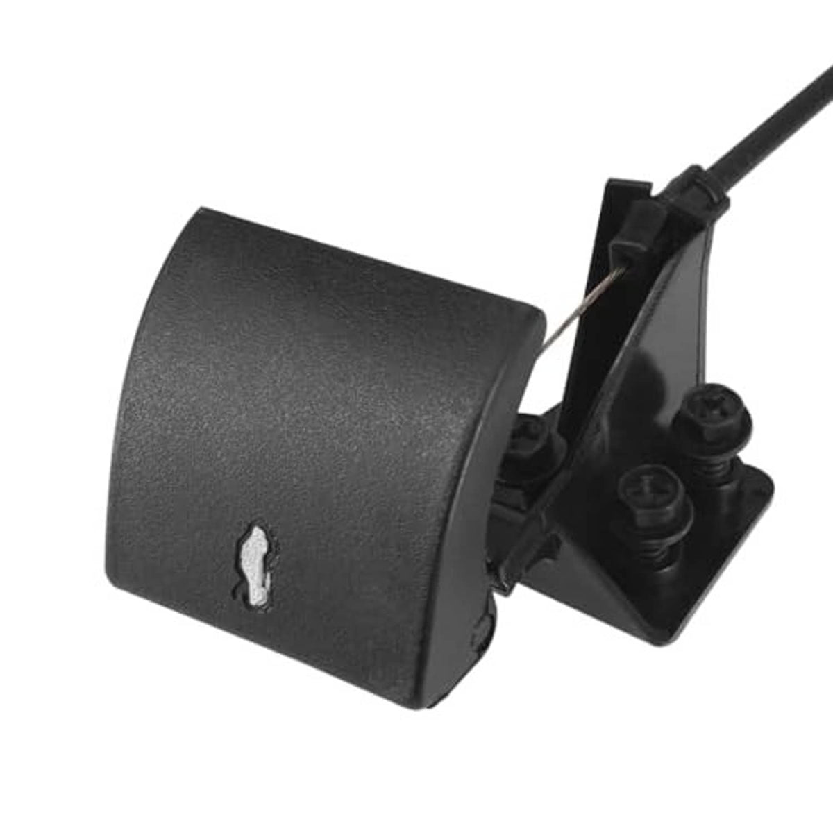 Hood latch release cable latch bracket with textured black actuator