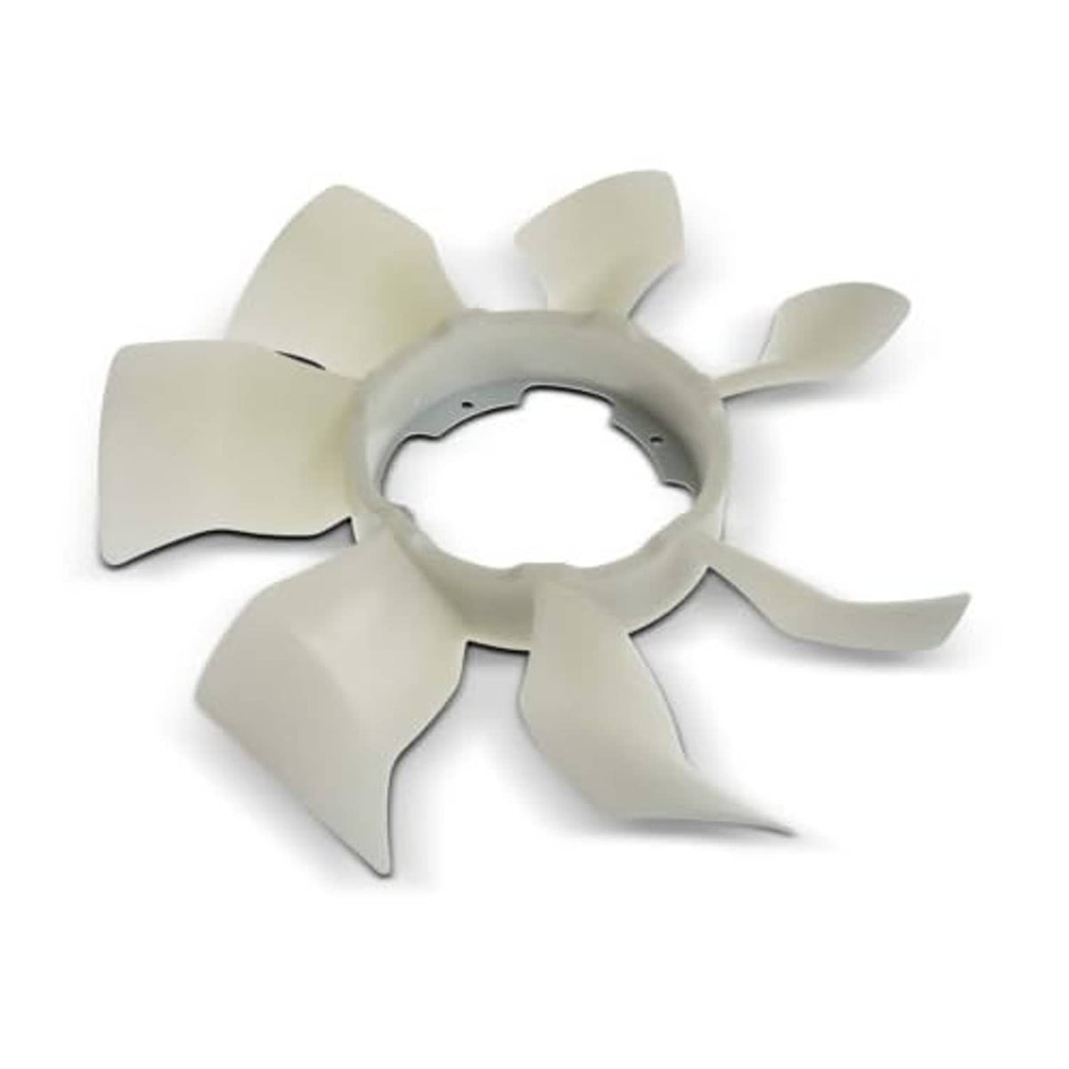 Radiator cooling fan blade with central mounting ring and five pale blades