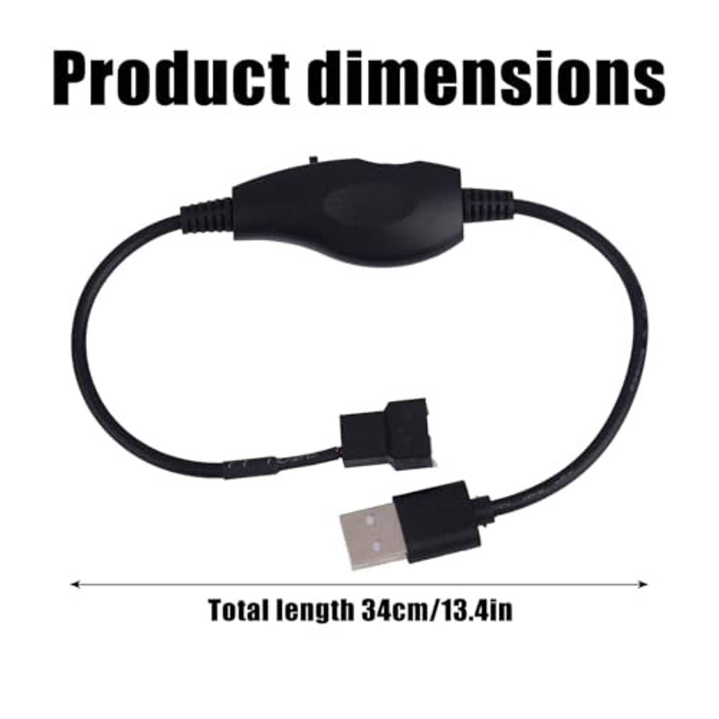USB fan speed adapter controller cable with inline black controller and 4-pin connector