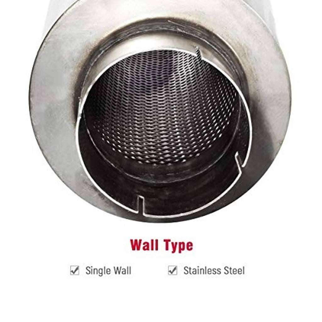 Stainless steel muffler with circular inlet and stainless mesh baffle insert