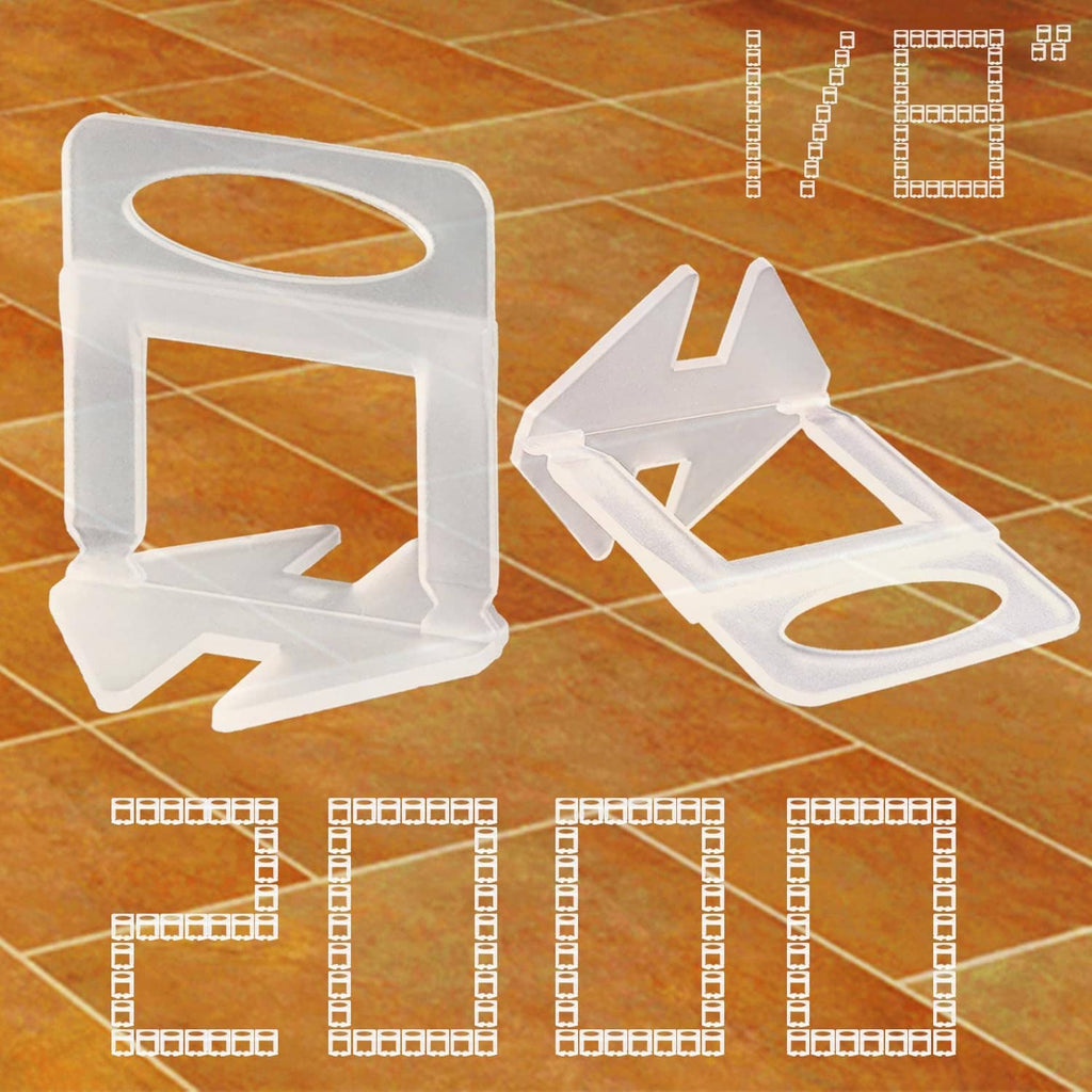 Tile leveling system clips, clear plastic spacer clips for 1/8 in tile installation