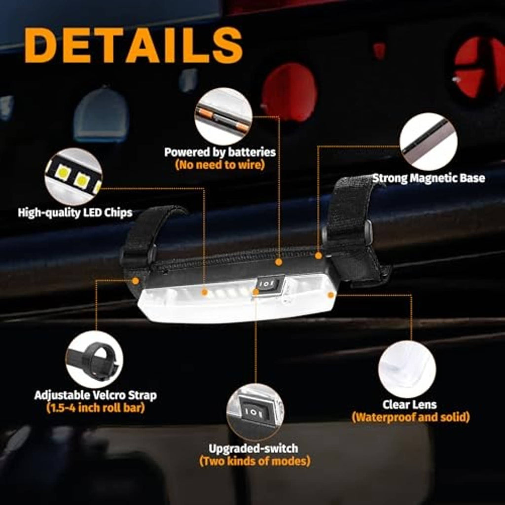 LED light bar with adjustable Velcro straps and waterproof clear lens over black base