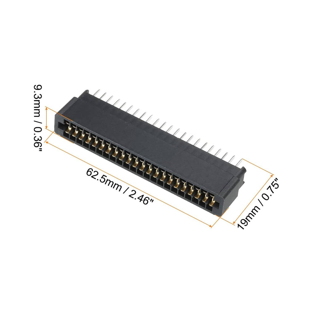 44-pin card edge connector, black socket with gold pins; 62.5mm length