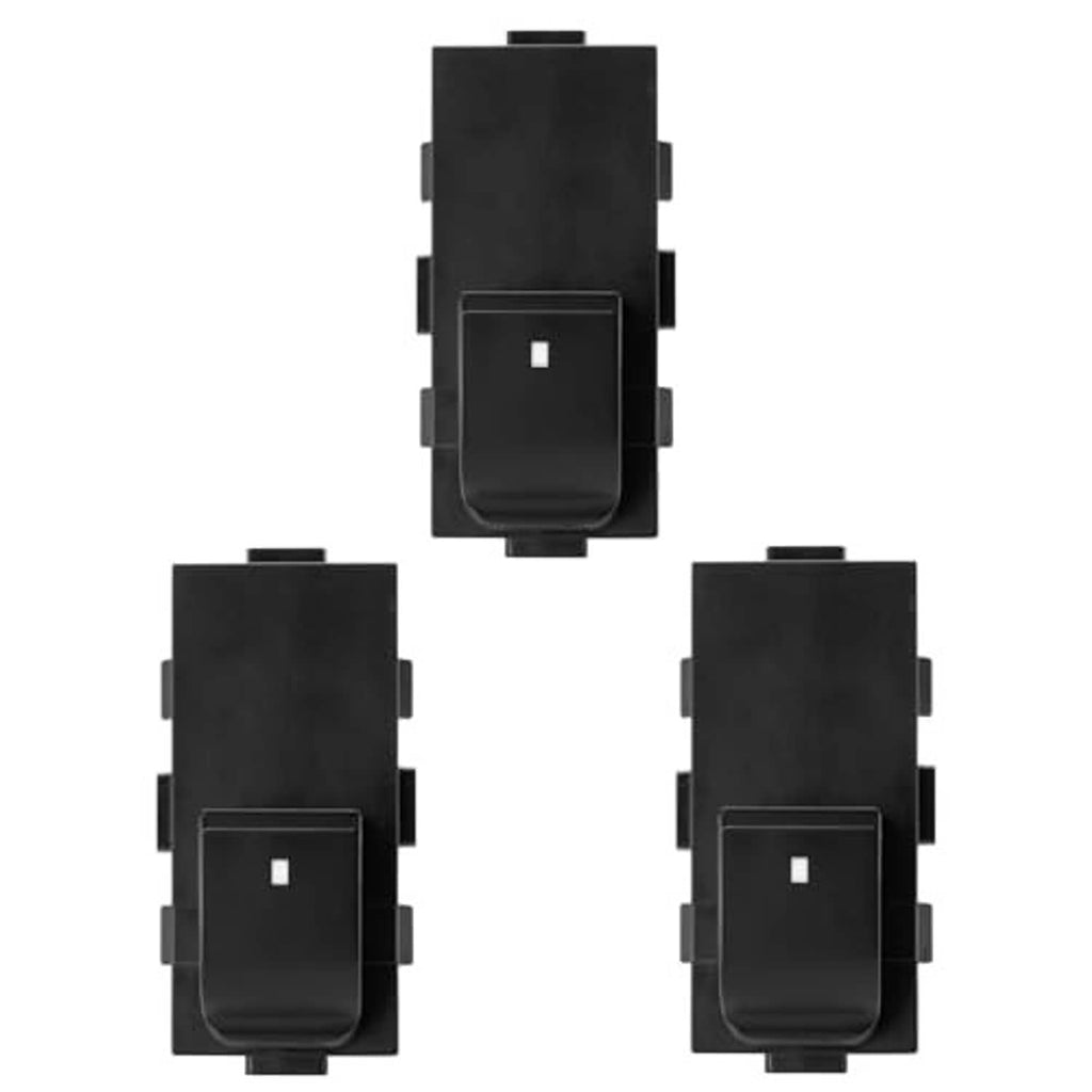 Three passenger-side window switch modules, front view, black plastic.