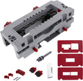 Door hinge mortising jig with dual clamps, red knobs, and included templates and hardware