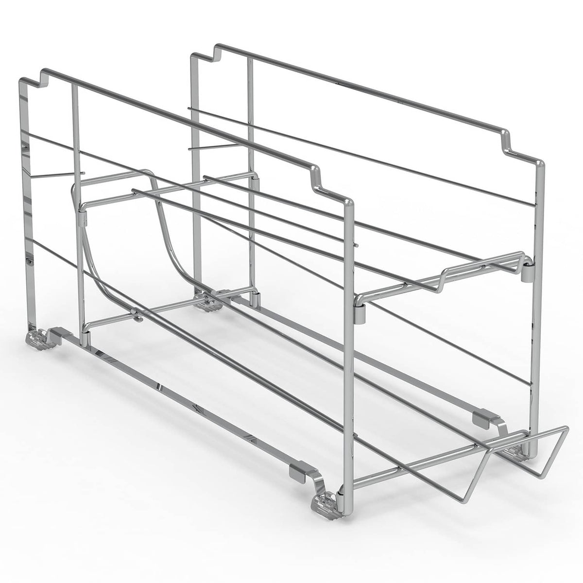 Stackable can dispenser rack frame with front-loading rails and side supports