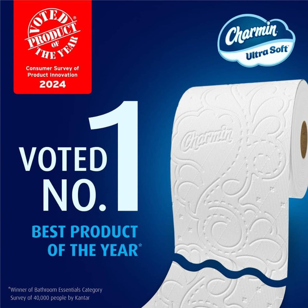 Charmin Ultra Soft toilet paper roll with Best Product of the Year badge
