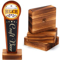 Pine wood beer tap handle display stand base with round mounting hole, small block